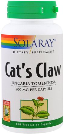 Cats Claw, 500 mg, 100 Veggie Caps by Solaray-Örter, Katter Klo (Ua De Gato)