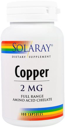 Copper, 2 mg, 100 Capsules by Solaray-Kosttillskott, Mineraler, Koppar