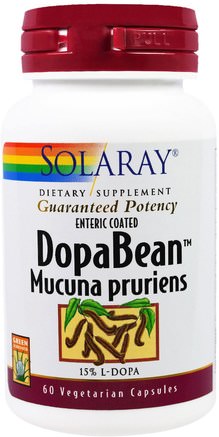 DopaBean, Mucuna Pruriens, 60 Veggie Caps by Solaray-Örter, Ayurveda Ayurvediska Örter, Mucuna