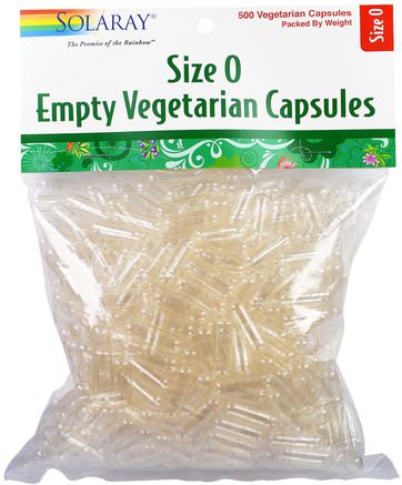 Empty Vegetarian Capsules, Size 0, 500 Veggie Caps by Solaray-Tillägg, Tomma Kapslar, Tomma Kapslar 0