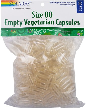 Empty Vegetarian Capsules Size 00, 500 Veggie Caps by Solaray-Kosttillskott, Tomma Kapslar