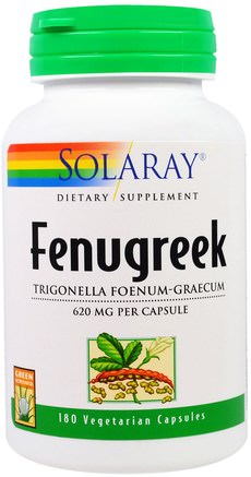 Fenugreek, 620 mg, 180 Vegetarian Capsules by Solaray-Hälsa, Blodsockerstöd, Fenegreek