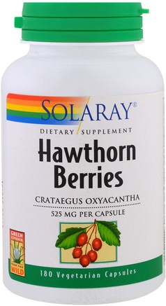 Hawthorn Berries, 525 mg, 180 Veggie Caps by Solaray-Örter, Hagtorn