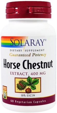 Horse Chestnut Extract, 400 mg, 60 Veggie Caps by Solaray-Örter, Hästkastanj