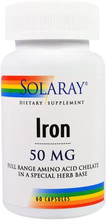 Iron, 50 mg, 60 Veggie Caps by Solaray-Kosttillskott, Mineraler, Järn