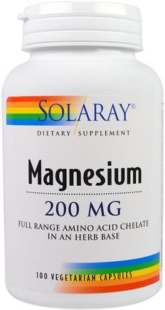Magnesium, 200 mg, 100 Veggie Caps by Solaray-Kosttillskott, Mineraler, Magnesium