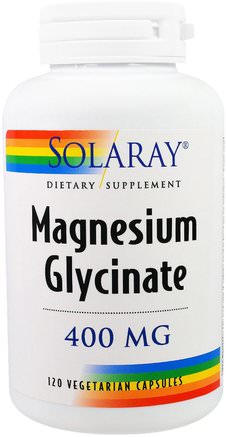 Magnesium Glycinate, 400 mg, 120 Veggie Caps by Solaray-Kosttillskott, Mineraler, Magnesiumglycinat