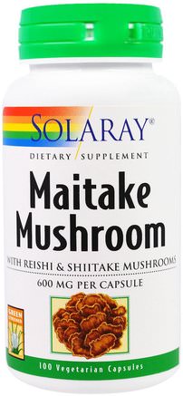 Maitake Mushroom, 600 mg, 100 Veggie Caps by Solaray-Kosttillskott, Medicinska Svampar, Maitake Svampar, Adaptogen