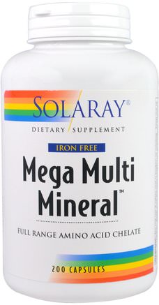 Mega Multi Mineral, Iron Free, 200 Capsules by Solaray-Kosttillskott, Mineraler, Flera Mineraler