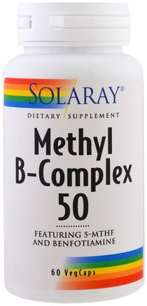 Methyl B-Complex 50, 60 Veggie Caps by Solaray-Vitaminer, Folsyra