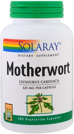 Motherwort, 425 mg, 100 Veggie Caps by Solaray-Örter, Motherwort, Hälsa
