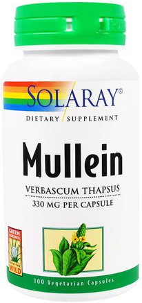 Mullein, 330 mg, 100 Veggie Caps by Solaray-Hälsa, Lung Och Bronkial, Mullein