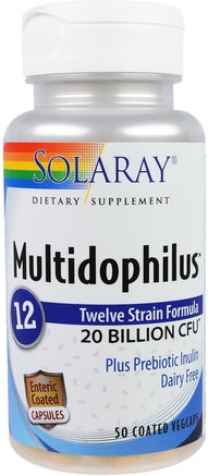 Multidophilus 12, 20 Billion CFU, 50 Coated Vegcaps by Solaray-Kosttillskott, Probiotika