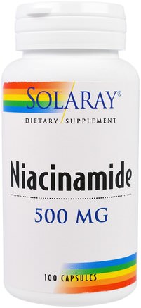Niacinamide, 500 mg, 100 Capsules by Solaray-Vitaminer, Vitamin B, Vitamin B3, Niacin Spolfri