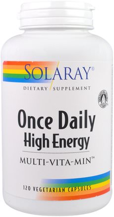 Once Daily High Energy, Multi-Vita-Min, 120 Vegetarian Capsules by Solaray-Vitaminer, Multivitaminer