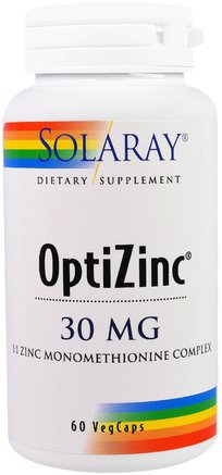 OptiZinc, 30 mg, 60 Veggie Caps by Solaray-Kosttillskott, Mineraler, Zink