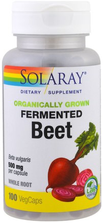 Organically Grown Fermented Beet, 500 mg, 100 Veggie Caps by Solaray-Kosttillskott, Örter, Betorpulverrot