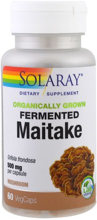 Organically Grown Fermented Mitake, 500 mg, 60 Veggie Caps by Solaray-Kosttillskott, Medicinska Svampar