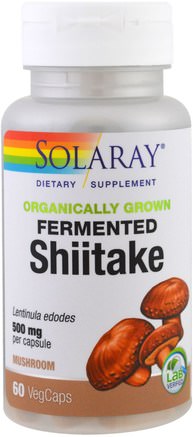 Organically Grown Fermented Shiitake, 60 Veggie Caps by Solaray-Kosttillskott, Medicinska Svampar