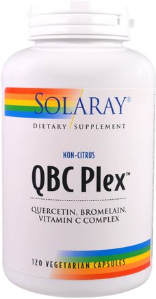 QBC Plex - Quercetin, Bromelain, Vitamin C Complex, 120 Veggie Caps by Solaray-Kosttillskott, Quercetin