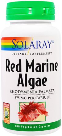 Red Marine Algae, 375 mg, 100 Vegetarian Capsules by Solaray-Kosttillskott, Röd Mineral Marina Alger