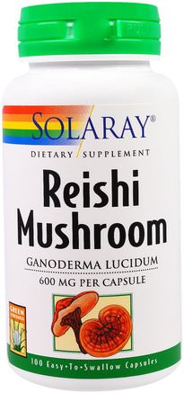 Reishi Mushroom, 600 mg, 100 Capsules by Solaray-Kosttillskott, Medicinska Svampar, Reishi Svampar, Adaptogen