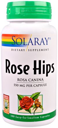 Rose Hips, 550 mg, 100 Easy-To-Swallow Capsules by Solaray-Vitaminer, Vitamin C, Rosen Höfter