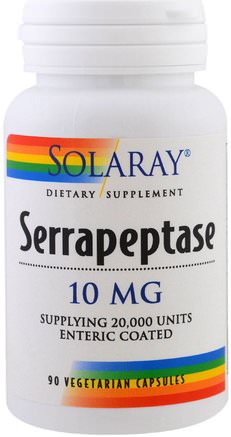 Serrapeptase, 10 mg, 90 Veggie Caps by Solaray-Kosttillskott, Enzymer