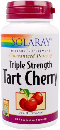 Triple Strength Tart Cherry, 90 Veggie Caps by Solaray-Kosttillskott, Frukt Extrakt, Körsbär (Frukt Svart Vild)