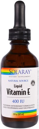 Vitamin E, Liquid, 400 IU, 2 fl oz (60 ml) by Solaray-Vitaminer, Vitamin E, Vitamin E-Vätska