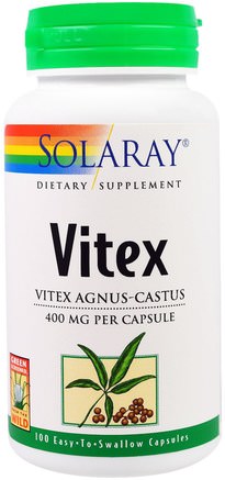 Vitex, 400 mg, 100 Easy-To-Swallow Capsules by Solaray-Örter, Kysk Bär