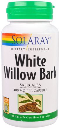 White Willow Bark, 400 mg, 100 Easy-To-Swallow Capsules by Solaray-Hälsa, Inflammation, Vit Pilbark
