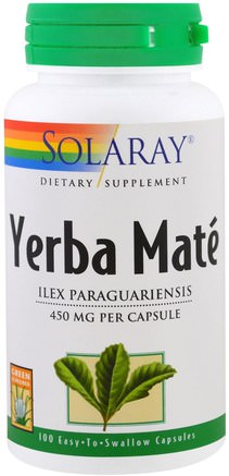 Yerba Mate, 450 mg, 100 Easy to Swallow Capsules by Solaray-Mat, Örtte, Yerba Mate, Örter