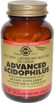 Advanced Acidophilus, 100 Vegetable Capsules by Solgar-Kosttillskott, Probiotika, Stabiliserade Probiotika
