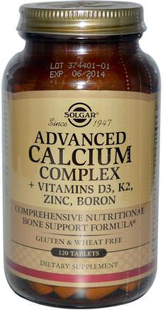 Advanced Calcium Complex + Vitamins D3, K2, Zinc, Boron, 120 Tablets by Solgar-Kosttillskott, Mineraler, Kalcium