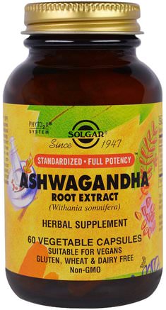 Ashwagandha Root Extract, 60 Vegetable Capsules by Solgar-Kosttillskott, Adaptogen, Ashwagandha Medania Somnifera