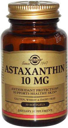 Astaxanthin, 10 mg, 30 Softgels by Solgar-Kosttillskott, Antioxidanter, Astaxanthin