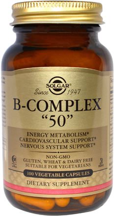 B-Complex 50, 100 Vegetable Capsules by Solgar-Vitaminer, Vitamin B-Komplex