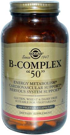 B-Complex 50, 250 Vegetable Capsules by Solgar-Vitaminer, Vitamin B-Komplex