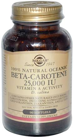 Beta-Carotene, 25.000 IU, 90 Softgels by Solgar-Kosttillskott, Antioxidanter, Vitamin A, Betakaroten