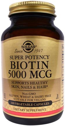 Biotin, 5000 mcg, 100 Vegetable Capsules by Solgar-Vitaminer, Biotin