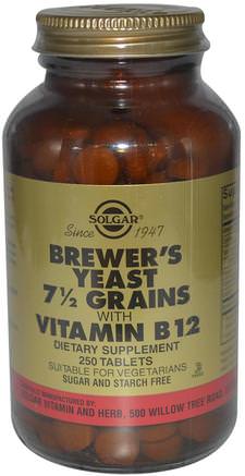 Brewers Yeast, 7 1/2 Grains, with Vitamin B12, 250 Tablets by Solgar-Kosttillskott, Bryggerier Jästtillskott