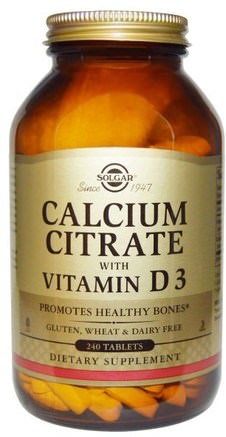 Calcium Citrate with Vitamin D3, 240 Tablets by Solgar-Kosttillskott, Mineraler, Kalciumcitrat