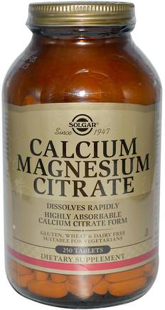 Calcium Magnesium Citrate, 250 Tablets by Solgar-Kosttillskott, Mineraler, Magnesiumcitrat