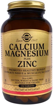 Calcium Magnesium Plus Zinc, 250 Tablets by Solgar-Kosttillskott, Mineraler, Kalcium