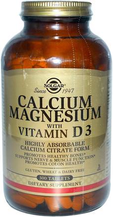 Calcium Magnesium with Vitamin D3, 300 Tablets by Solgar-Kosttillskott, Mineraler, Kalcium