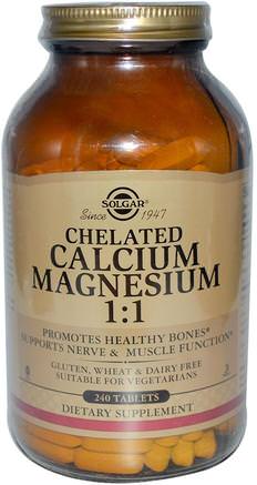 Chelated Calcium Magnesium 1:1, 240 Tablets by Solgar-Kosttillskott, Mineraler, Kalcium Och Magnesium