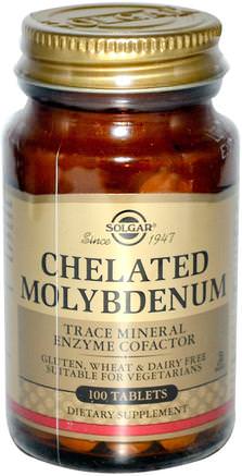 Chelated Molybdenum, 100 Tablets by Solgar-Kosttillskott, Antioxidanter, Selen, Molybden, Mineraler