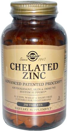 Chelated Zinc, 250 Tablets by Solgar-Kosttillskott, Mineraler, Zink