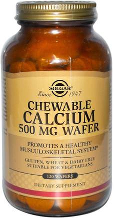 Chewable Calcium, 500 mg, 120 Wafers by Solgar-Kosttillskott, Mineraler, Kalcium, Tuggbar Kalcium